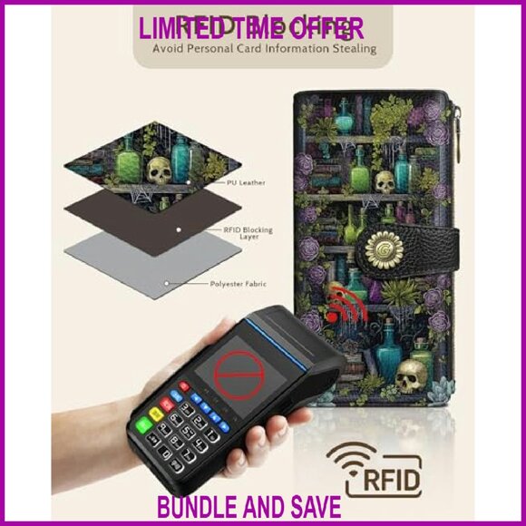 RFID Blocking Bifold Wallet with Zipper Coin Pocket, PU Leather Travel Billfold - Picture 5 of 7